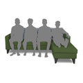 Adorn India Chandler Plain L Shape 5 Seater Sofa Set RHS (Green) (3 Year Warranty)