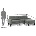 Adorn India Midas L Shape 6 Seater Sofa Set Right Hand Side (Grey) (3 Year Warranty)