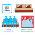 Adorn India Easy Desmond 3 Seater Sofa Cum Bed 5 x 6 (Red & Beige) (1 Year Warranty)