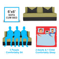 Adorn India Easy Boom 4 Seater Sofa Cum Bed 6 x 6 (Green & Black) (1 Year Warranty)
