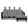 Adorn India Martin L Shape 4 Seater Sofa Set Two Tone (Right Hand Side) (Grey & Black) (3 Year Warranty)