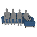 Adorn India Maddox Stripes L Shape 6 Seater Sofa Set RHS (Blue) (3 Year Warranty)