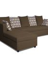 Adorn India Zink Straight line L Shape 6 Seater Sofa Rhombus Cushion (Left Side Handle)(Brown)
