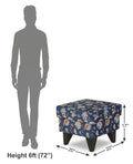 Adorn India Christopher 1 Seater Wing Chair Floral Print with Puffy (Blue)