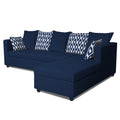 Zink Straight line L Shape 6 Seater Sofa Rhombus Cushion(Blue)