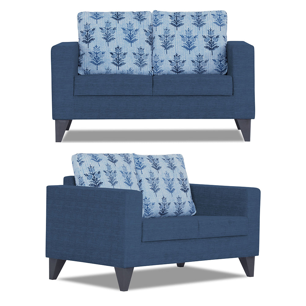 Adorn India Straight line Plus Leaf 3+2 5 Seater Sofa Set (Blue)