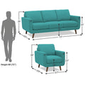 Adorn India Damian 3+1+1 5 Seater Sofa Set (Aqua Blue) (3 Year Warranty)