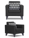 Adorn India Bladen Leatherette 3+1+1 5 Seater Sofa Set (Black)