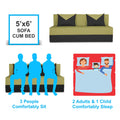 Adorn India Easy Boom 3 Seater Sofa Cum Bed 5 x 6 (Green & Black) (1 Year Warranty)