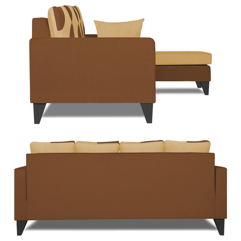 Adorn India Denver L Shape 5 Seater Sofa Set (Right Hand Side) (Brown & Beige)