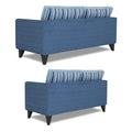 Adorn India Lawson Stripes 3+2 5 Seater Sofa Set with Centre Table (Blue)