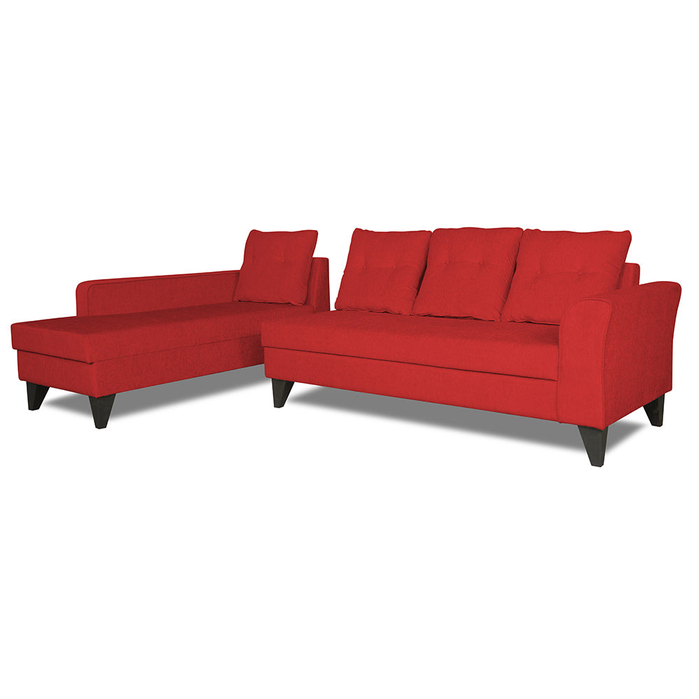 Adorn India Maddox Tufted L Shape 6 Seater Sofa Set (Left Hand Side) (Red)