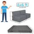 Adorn India Easy 4 Seater Sofa Cum Bed (Rhombus Pattern) Chennile Fabric - Washable Cover - Including 4 Cushion - Size 6' x 6' Ft (Grey Color) Perfect for Home & Office for Guests