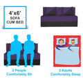 Adorn India Easy Desmond 2 Seater Sofa Cum Bed 4 x 6 (Purple & Black) (3 Year Warranty)