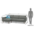 Adorn India Damian L Shape 6 Seater Sofa Set LHS (Grey) (3 Year Warranty)