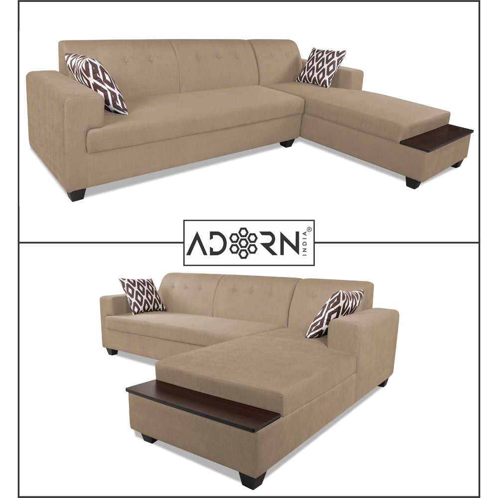 Adorn India Blazer L Shape 6 Seater Sofa Set (Right Side) (Beige)