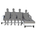 Adorn India Ashley Leatherette Fabric L Shape 6 Seater Sofa Set Plain (Right Hand Side) (Grey & White) (3 Year Warranty)