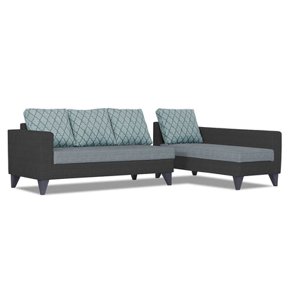 Adorn India Beetle Plus Blossom L Shape 6 Seater Sofa Set (Right Hand Side) (Black & Grey)