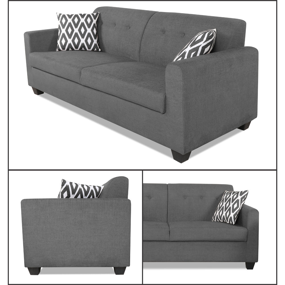 Adorn India Blazer Plus 3 Seater Sofa (Grey)