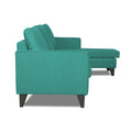 Adorn India Chandler Plain L Shape 4 Seater Sofa Set (Aqua Blue) (3 Year Warranty)