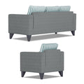 Adorn India Straight Line Plus Stripes 3+1+1 5 Seater Sofa Set (Grey) (3 Year Warranty)