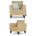 Adorn India Cortina Damask 3+2+1 6 Seater Sofa Set with Centre Table (Beige) Modern