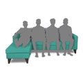 Adorn India Chandler Plain L Shape 5 Seater Sofa Set LHS (Aqua Blue) (3 Year Warranty)