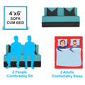 Adorn India Foam Easy Boom 2 Seater Sofa Cum Bed 4 X 6 (Aqua Blue & Black) (1 Year Warranty)