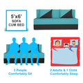 Adorn India Easy Desmond 3 Seater Sofa Cum Bed 5 X 6 (Aqua Blue & Black) (1 Year Warranty)