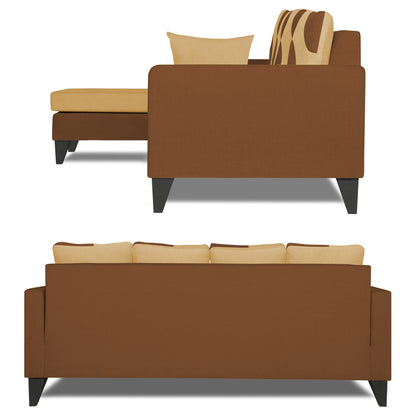 Adorn India Denver L Shape 5 Seater Sofa Set (Left Hand Side) (Brown & Beige)