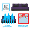 Adorn India Easy Desmond 4 Seater Sofa Cum Bed 6 x 6 (Purple & Black) (1 Year Warranty)