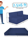 Adorn India Easy 1 Seater Sofa Cum Bed (Rhombus Pattern) Chennile Fabric - Washable Cover - Including 1 Cushion - Size 2.5' x 6' Ft (Blue Color) Perfect for Home & Office for Guests