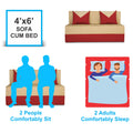 Adorn India Easy Boom 2 Seater Sofa Cum Bed 4 x 6 (Red & Beige) (1 Year Warranty)