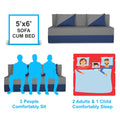 Adorn India Easy Desmond 3 Seater Sofa Cum Bed 5 X 6 (Blue & Grey) (1 Year Warranty)