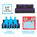 Adorn India Easy Boom 3 Seater Sofa Cum Bed 5 x 6 (Purple & Black) (1 Year Warranty)
