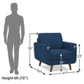 Adorn India Damian 1 Seater Sofa (Blue) (3 Year Warranty)