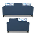 Adorn India Hallton Digitel Print Cushion 3+2 5 Seater Sofa Set (Blue) (3 Year Warranty)