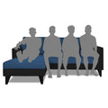 Adorn India Martin L Shape 4 Seater Sofa Set Two Tone Left Hand Side (Blue & Black) (3 Year Warranty)