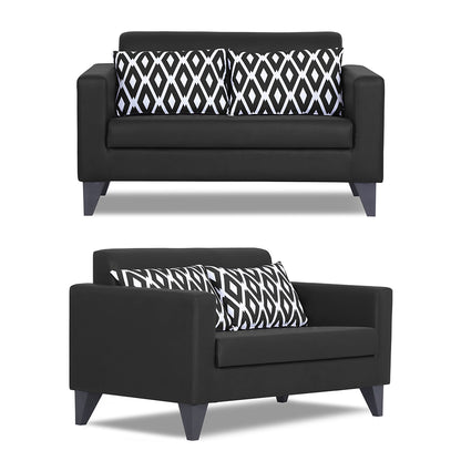 Adorn India Bladen Leatherette 3+2+1 6 Seater Sofa Set (Black)