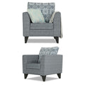 Adorn India Cortina Damask 3+2+1 6 Seater Sofa Set with Centre Table (Grey) Modern