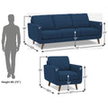 Adorn India Damian 3+1+1 5 Seater Sofa Set (Blue) (3 Year Warranty)