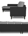 Adorn India Maddox L Shape 6 Seater Sofa Set Tufted Two Tone (Left Hand Side) (Grey & Black)