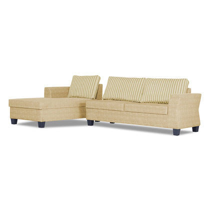 Adorn India Alexia Plus L Shape 5 Seater Sofa Set Stripes (Left Hand Side) (Beige)