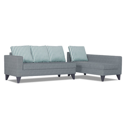 Adorn India Beetle Plus Stripes L Shape 6 Seater Sofa Set (Right Hand Side) (Grey)