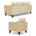 Adorn India Lawson Stripes 3+1+1 5 Seater Sofa Set with Centre Table (Beige)
