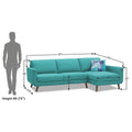 Adorn India Damian L Shape 6 Seater Sofa Set RHS (Aqua Blue) (3 Year Warranty)