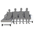 Adorn India Ashley Plain Leatherette Fabric L Shape 8 Seater Sofa Set with 2 Ottoman Puffy & Center Table LHS (Grey & White) (3 Year Warranty)