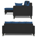 Adorn India Denver L Shape 5 Seater Sofa Set LHS (Blue & Black) (3 Year Warranty)