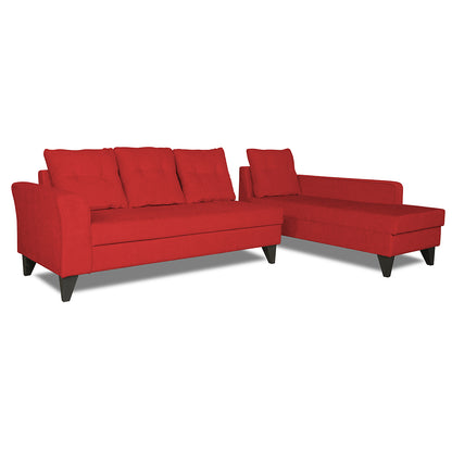 Adorn India Maddox Tufted L Shape 6 Seater Sofa Set (Right Hand Side) (Red)