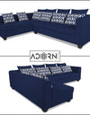 Adorn India Poland L Shape 5 Seater Sofa Set (Left Side) (Blue)